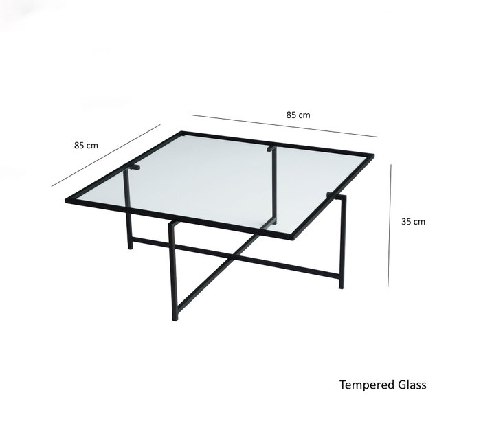 Hanah Home Sun S409 Mesa de Centro de Cristal Templado Negro